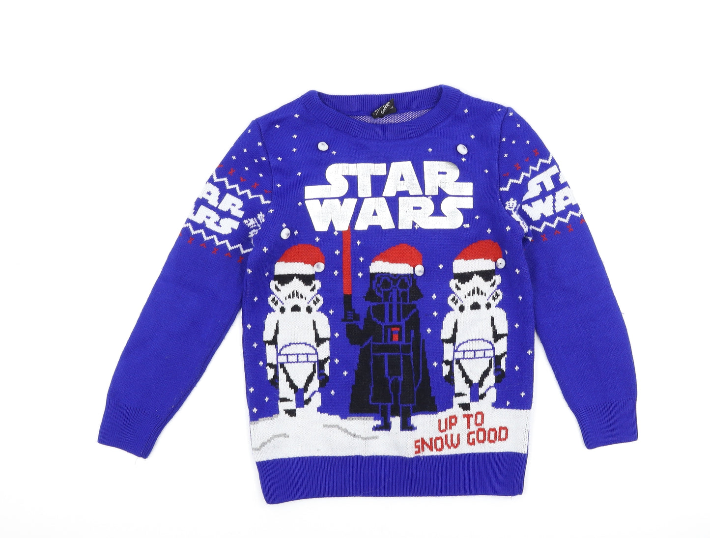 George Boys Blue   Pullover Jumper Size 6-7 Years  - Star Wars Christmas