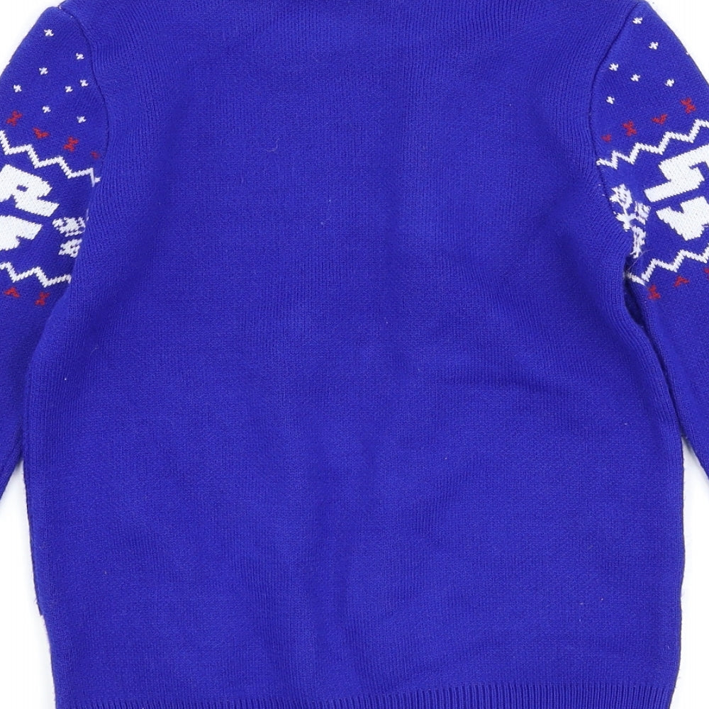 George Boys Blue   Pullover Jumper Size 6-7 Years  - Star Wars Christmas