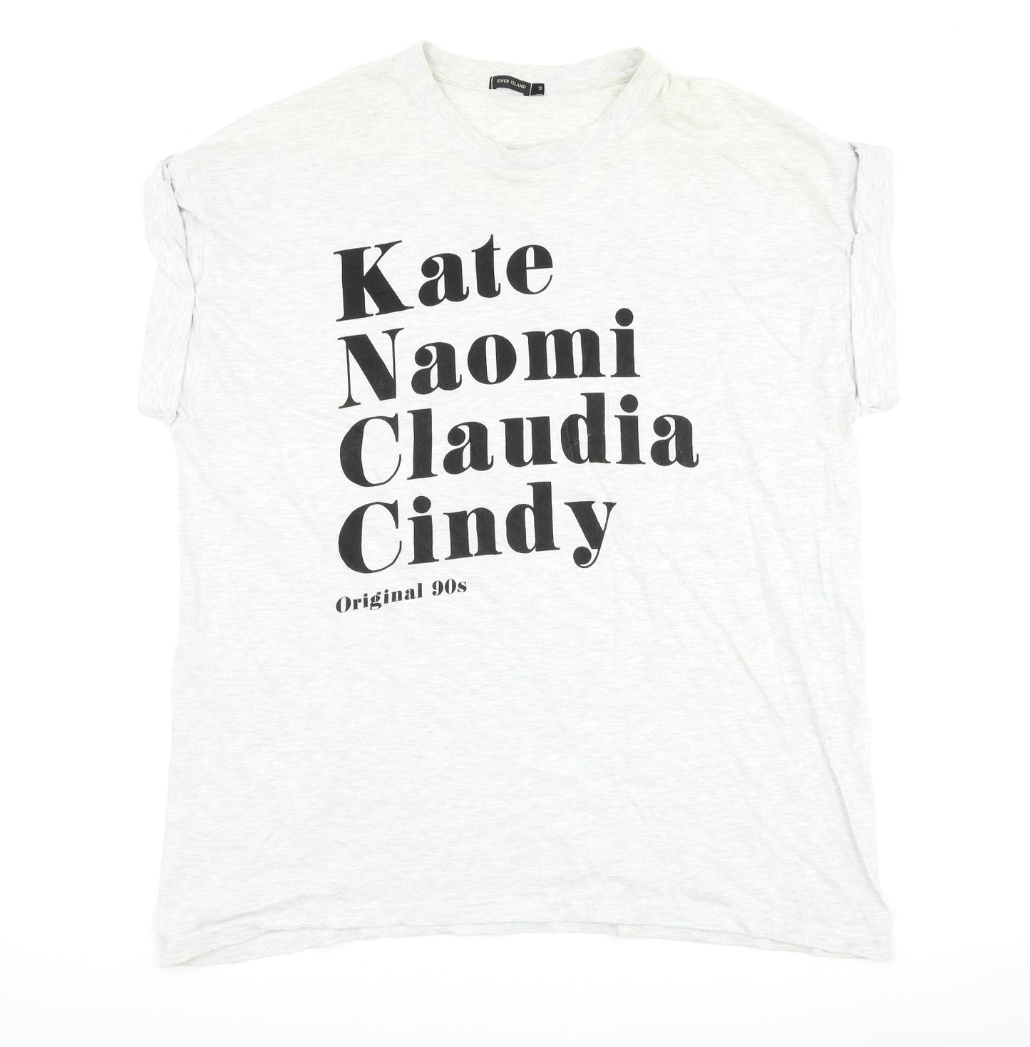 River Island Womens Grey   Basic T-Shirt Size 16  - slogan