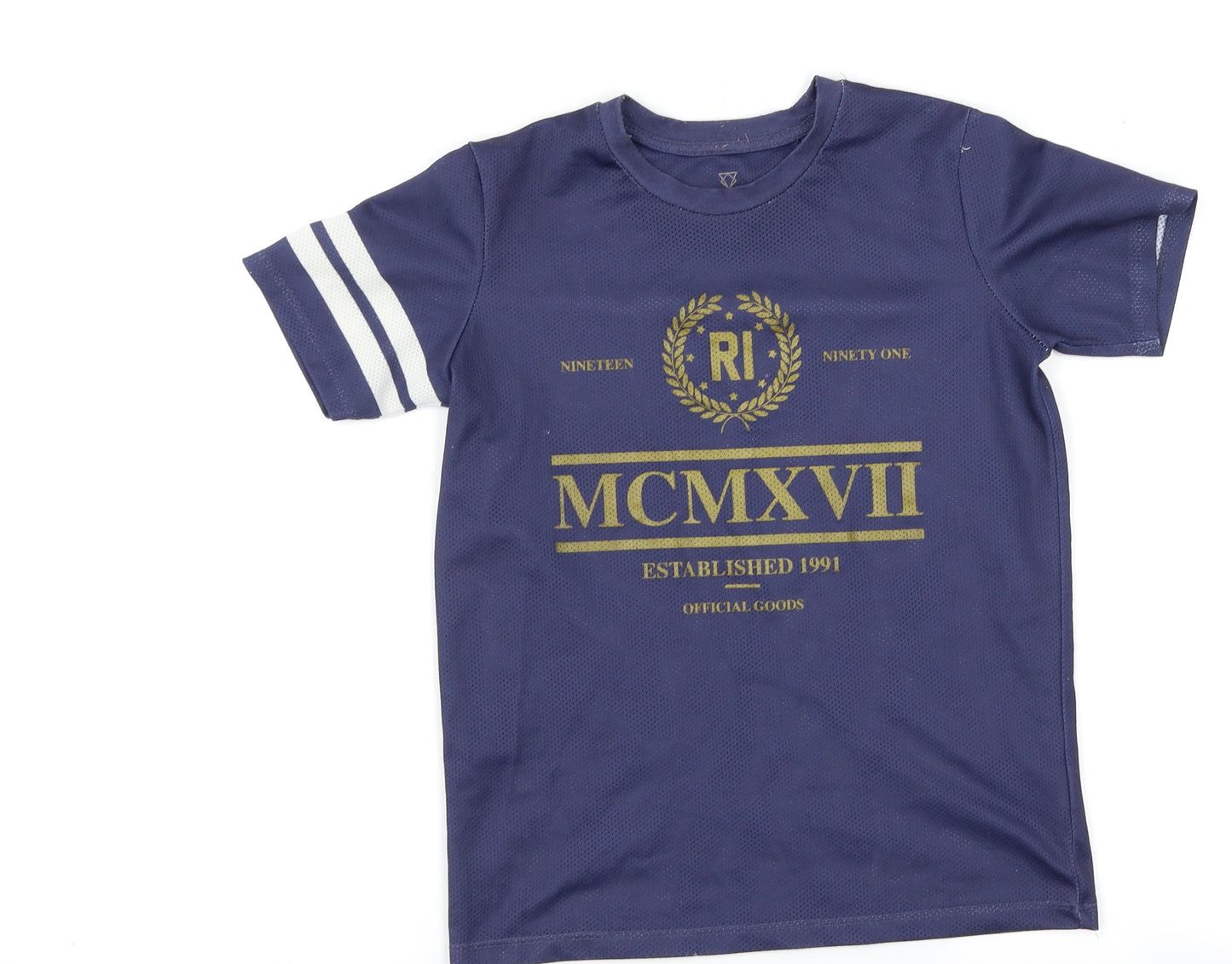 River Island Boys Blue   Basic T-Shirt Size 7-8 Years  - graphic