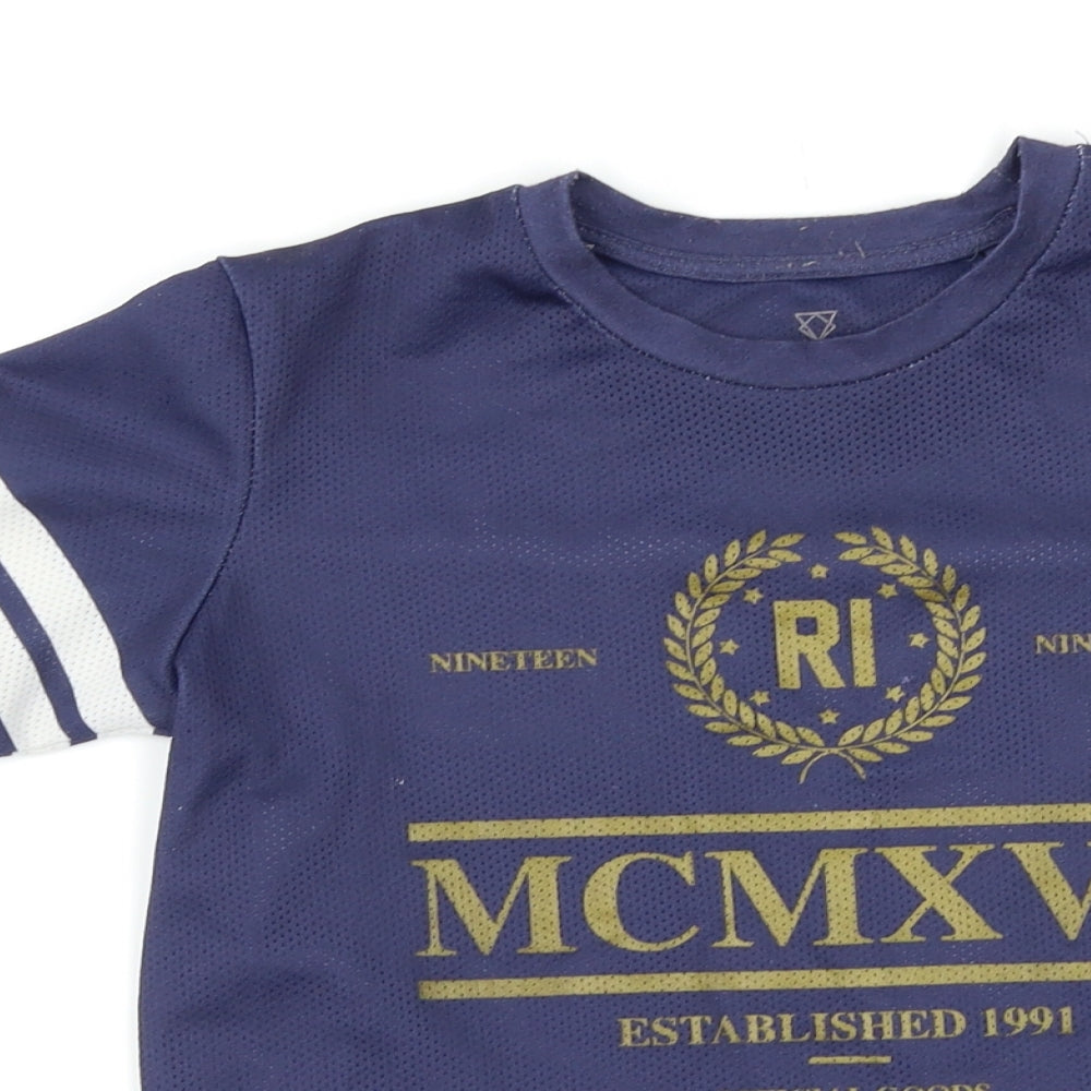 River Island Boys Blue   Basic T-Shirt Size 7-8 Years  - graphic