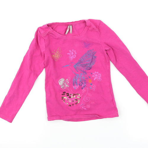 Orchestra Girls Pink Floral  Basic T-Shirt Size 4 Years  - bird