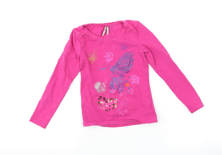 Orchestra Girls Pink Floral Basic T-Shirt Size 4 Years - bird