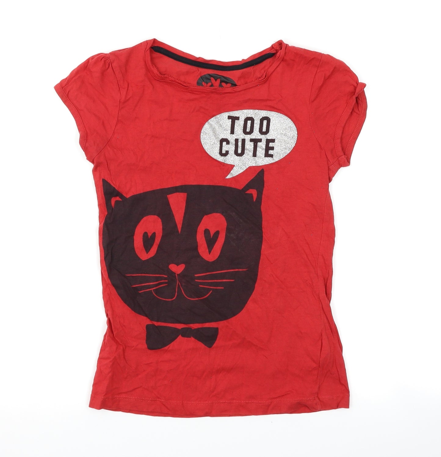 Young Dimension Girls Red   Basic T-Shirt Size 10-11 Years  - Cat
