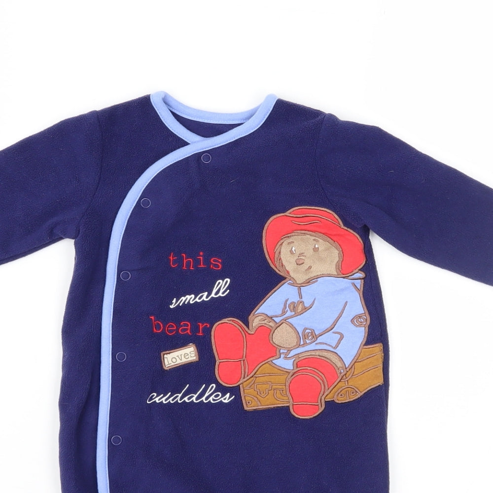 Paddington Bear Baby Blue  Fleece Babygrow One-Piece Size 3-6 Months  - Paddington Bear