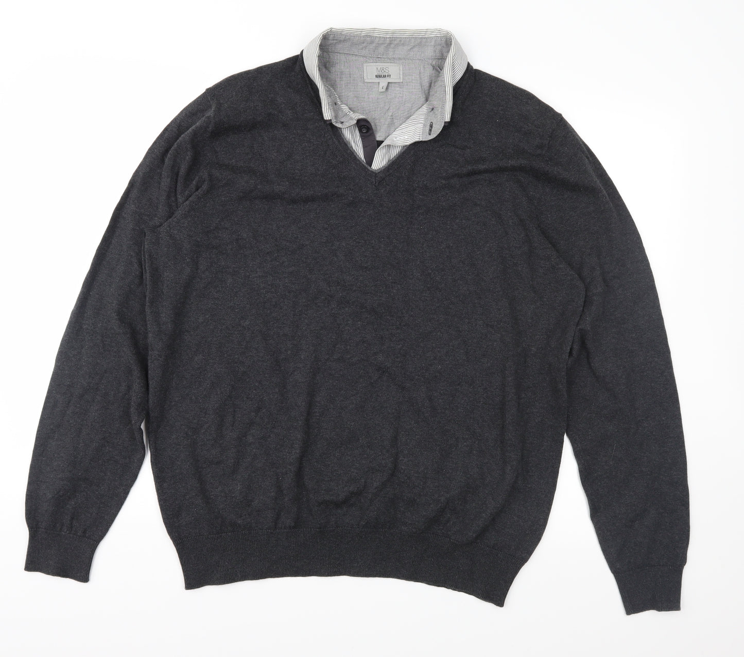 Marks and Spencer Mens Grey  Knit Pullover Jumper Size L