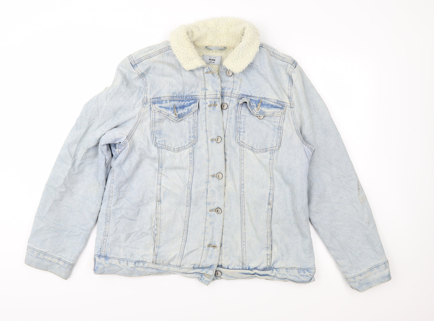 Denim & Co. Womens Blue  Denim Jacket  Size 14