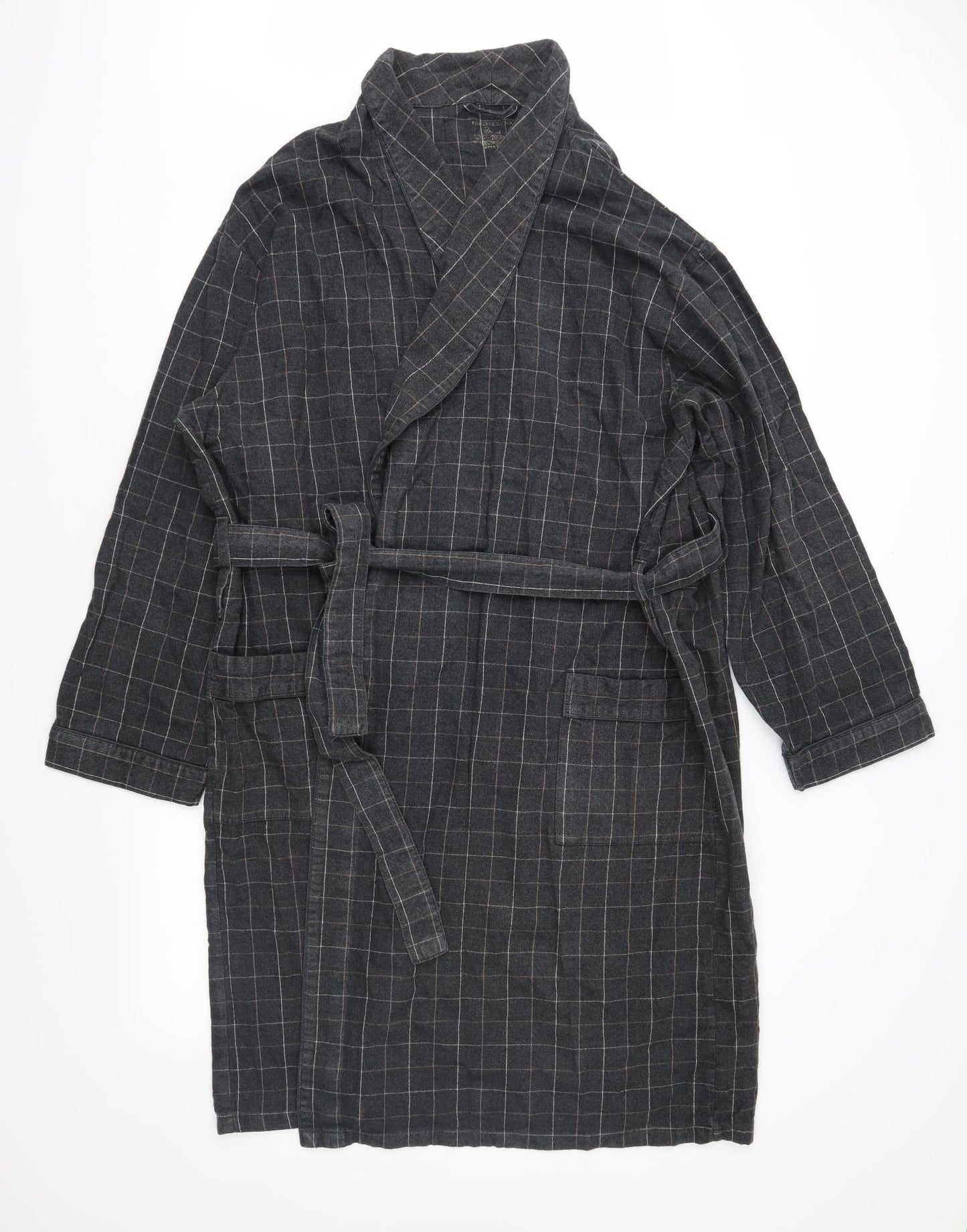 BHS Mens Grey Check   Robe Size 2XL