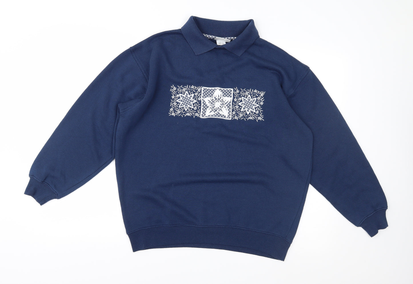 Para Womens Blue Floral  Pullover Sweatshirt Size S