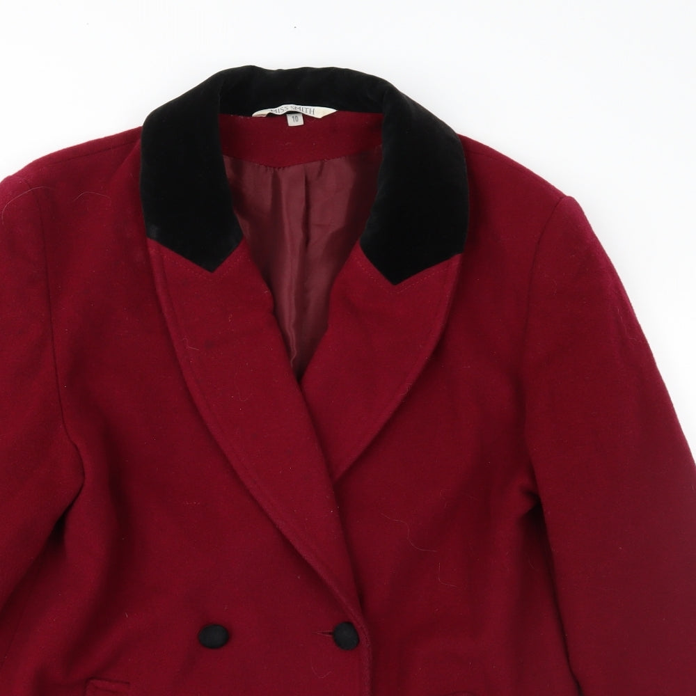 Miss Smith Womens Red   Overcoat Coat Size 10