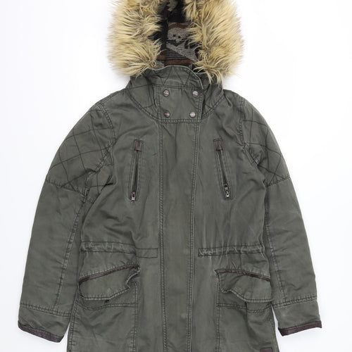 Only Womens Green  Canvas Parka Coat Size M