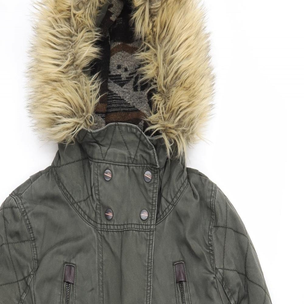 Only Womens Green  Canvas Parka Coat Size M