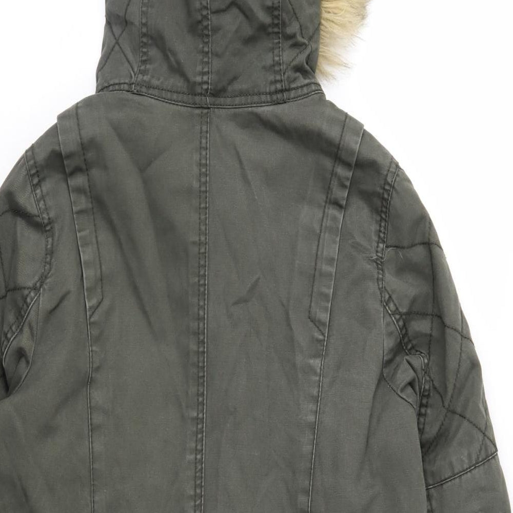 Only Womens Green  Canvas Parka Coat Size M