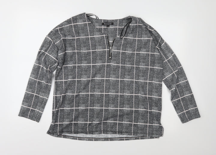 Bonmarché Womens Black Check Basic Blouse Size 12