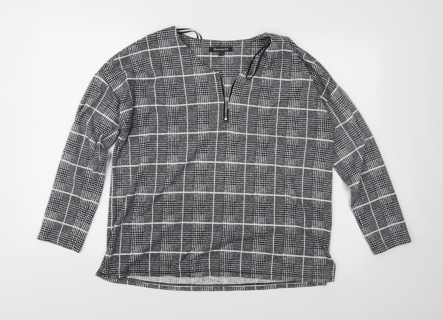 Bonmarché Womens Black Check  Basic Blouse Size 12