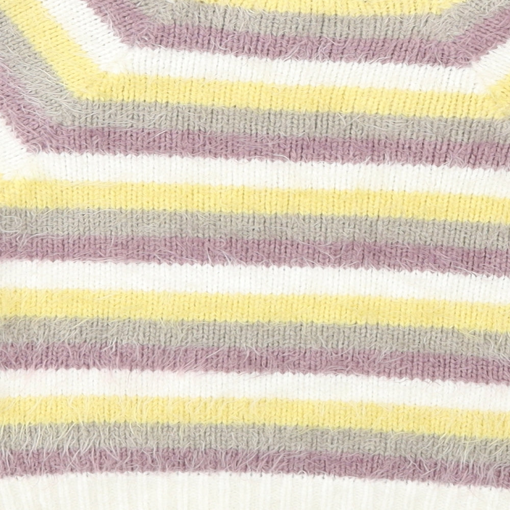 FOREVER 21 Womens Multicoloured Striped Knit Pullover Jumper Size L
