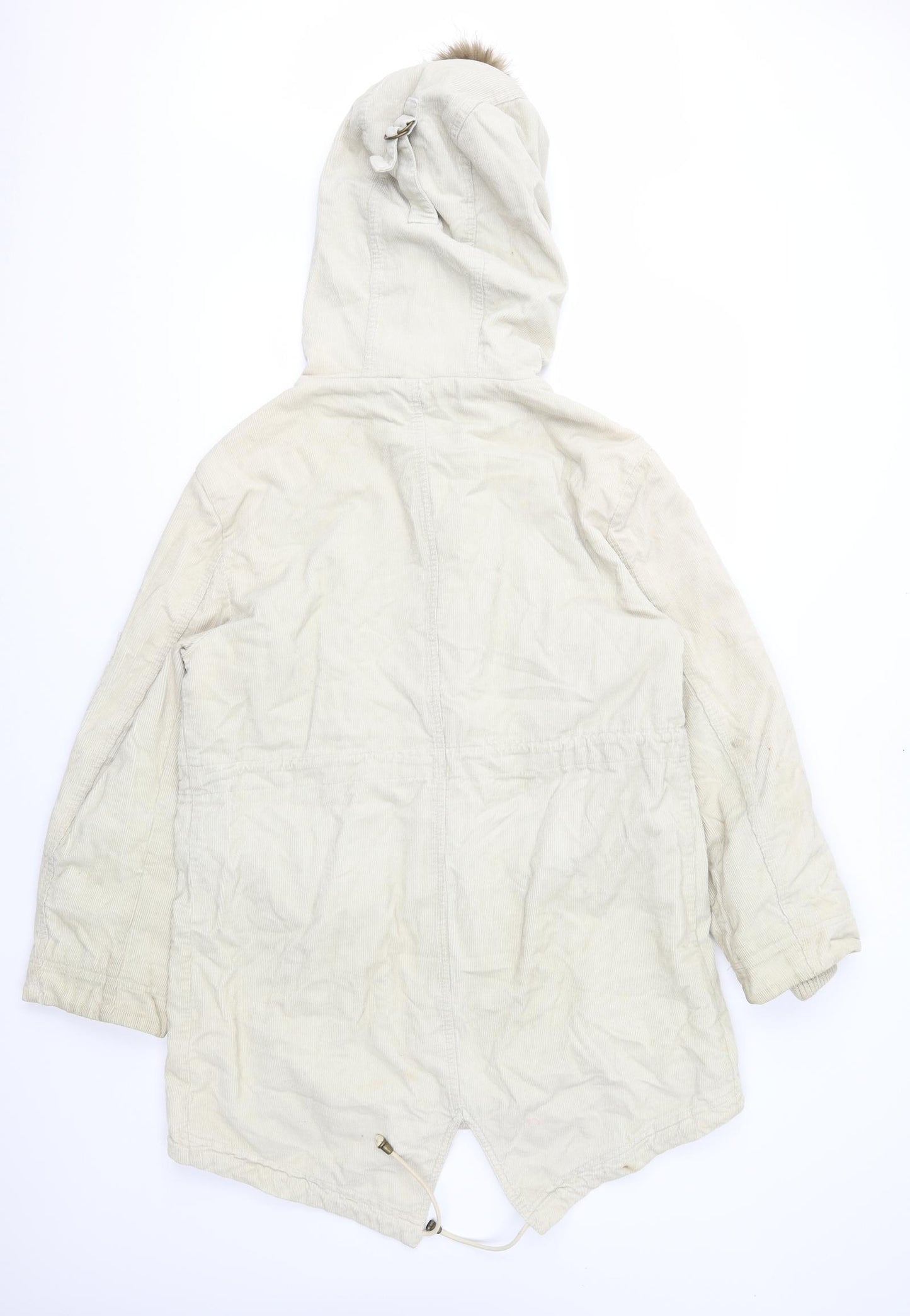 NEXT Womens Beige  Corduroy Parka Coat Size 12