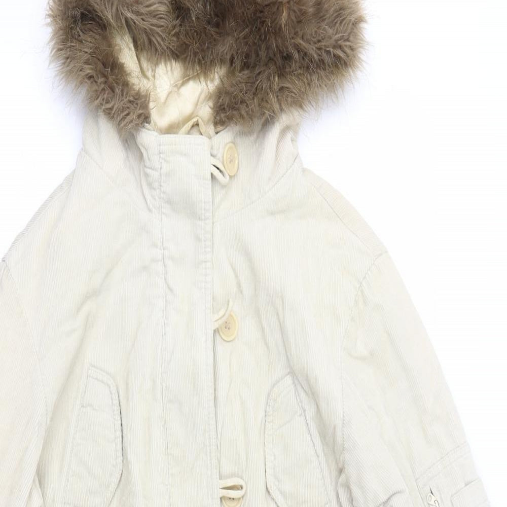 NEXT Womens Beige  Corduroy Parka Coat Size 12