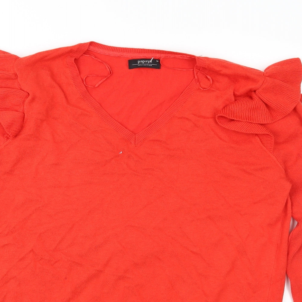 Papaya Womens Red  Knit Pullover Jumper Size 14