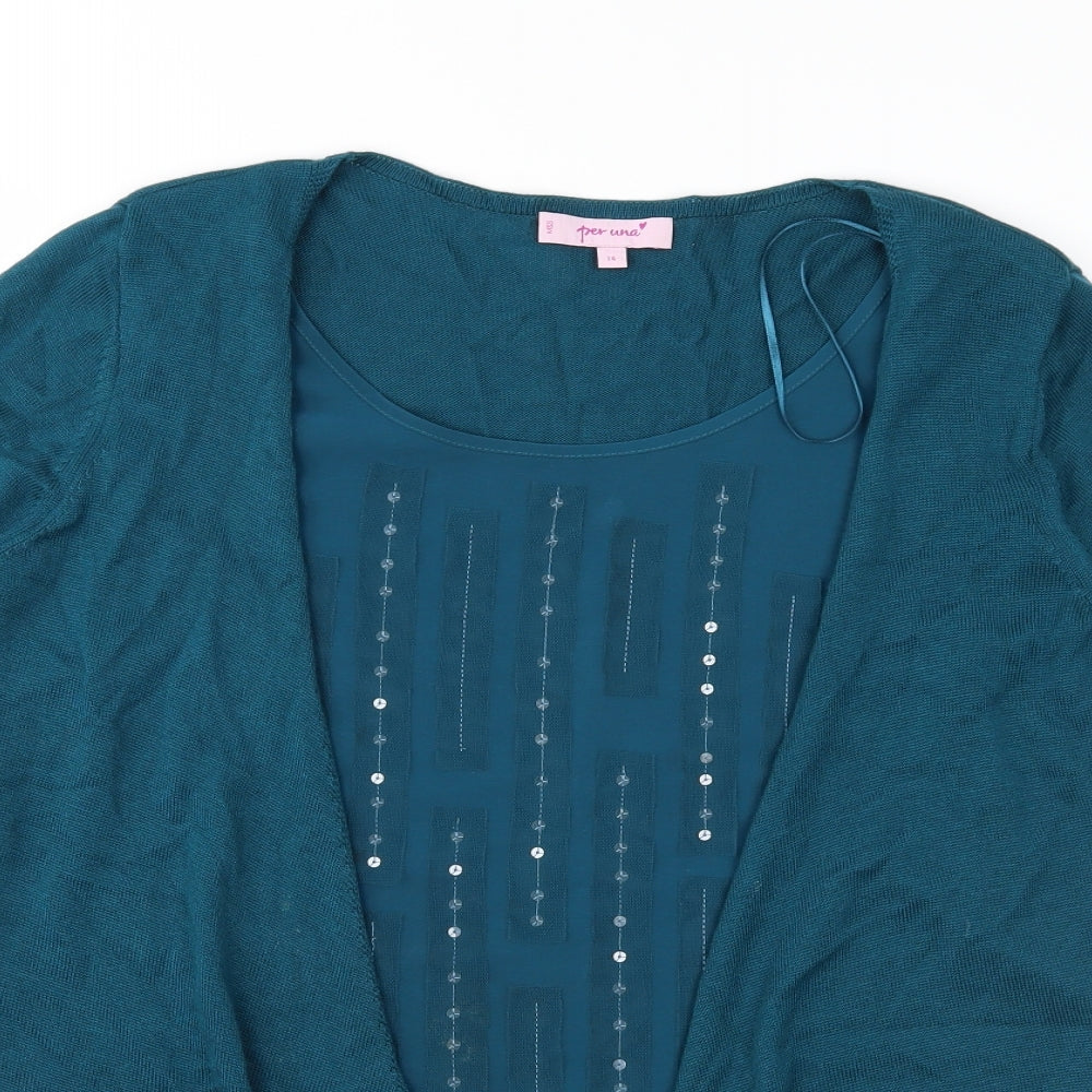 Per Una Womens Green  Knit Pullover Jumper Size 14