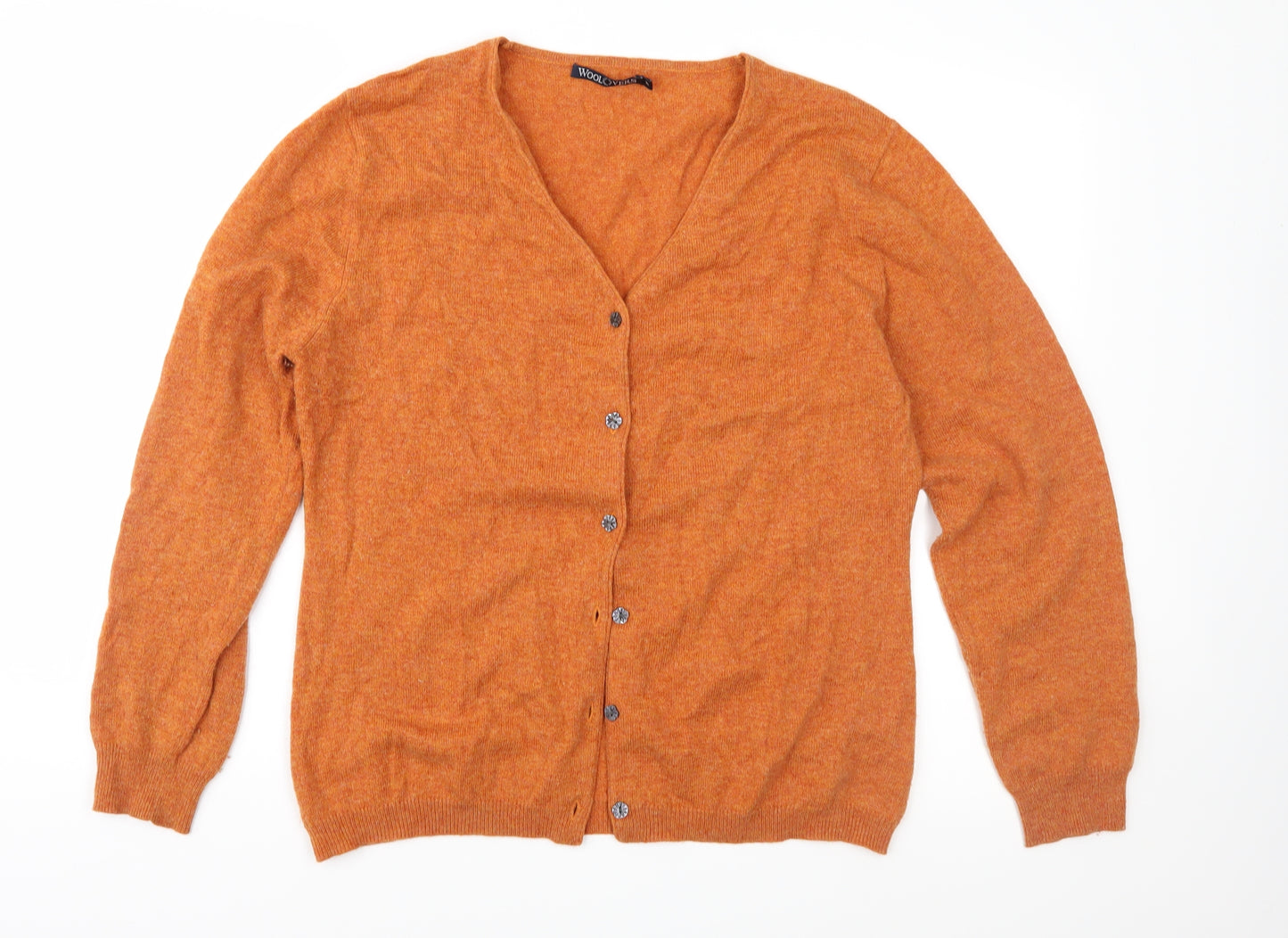 Woolovers Womens Orange  Knit Cardigan Jumper Size XL