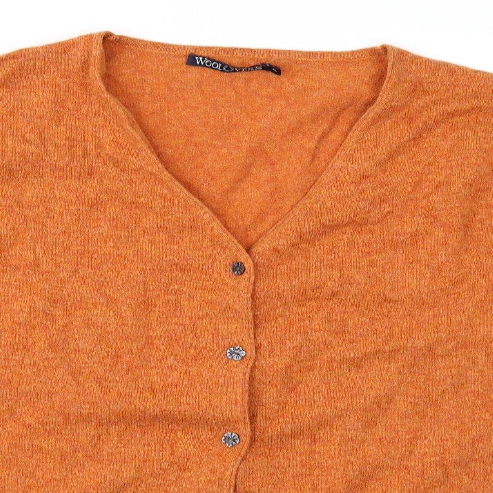 Woolovers Womens Orange  Knit Cardigan Jumper Size XL