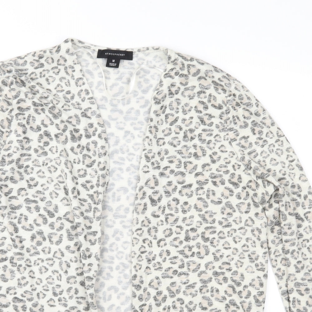 Atmosphere Womens Grey Animal Print Knit Cardigan Jumper Size M