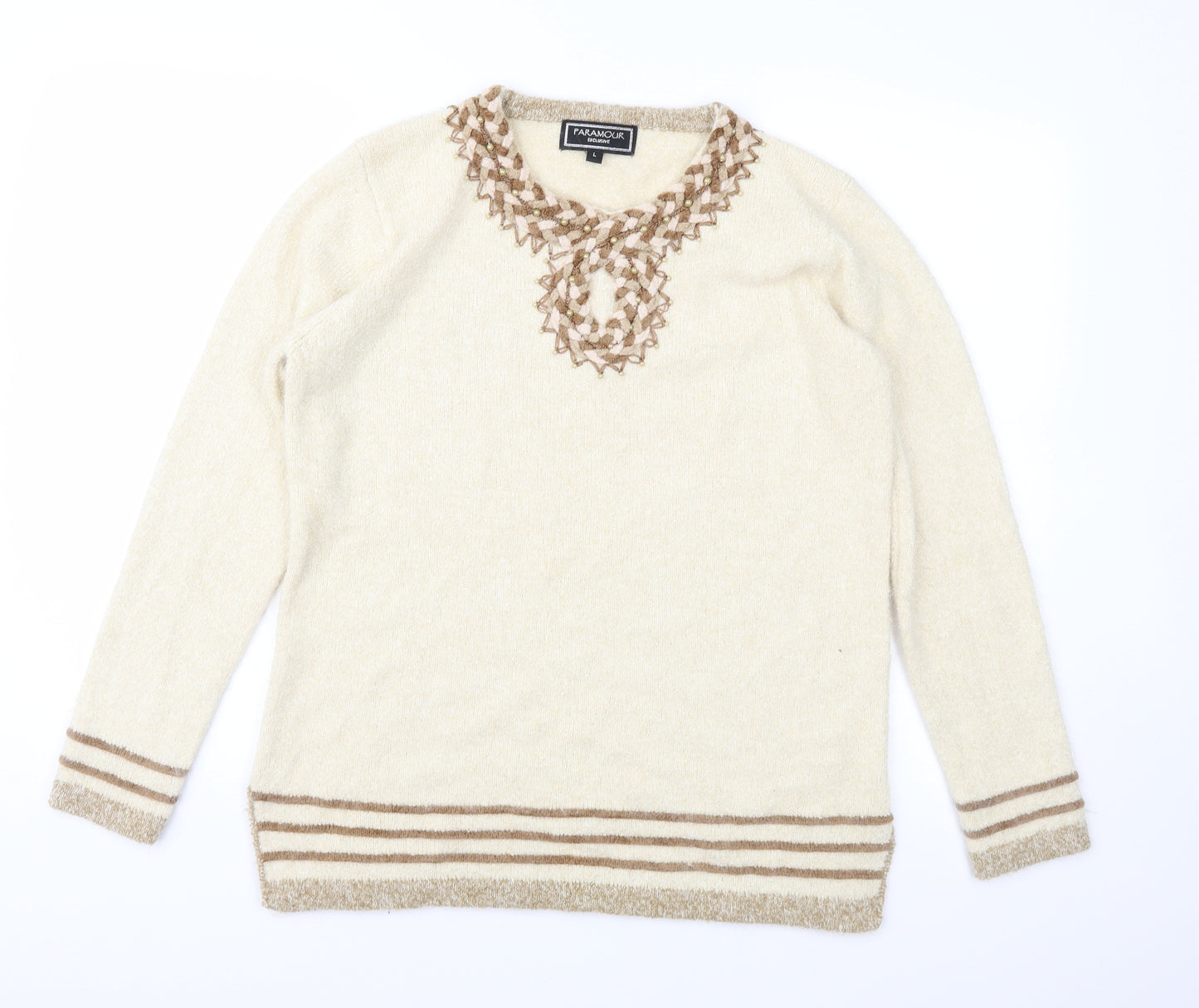 Paramour Womens Brown  Knit Pullover Jumper Size L