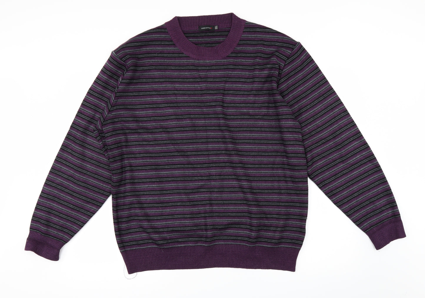Todd baxter Mens Purple Striped  Pullover Jumper Size 2XL