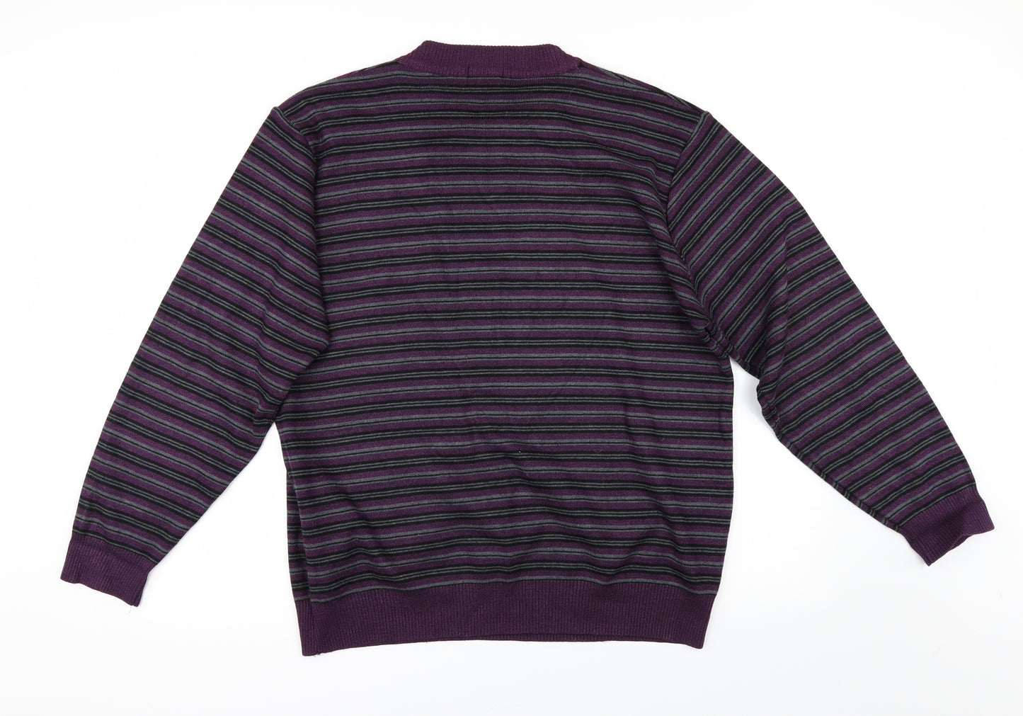 Todd baxter Mens Purple Striped  Pullover Jumper Size 2XL