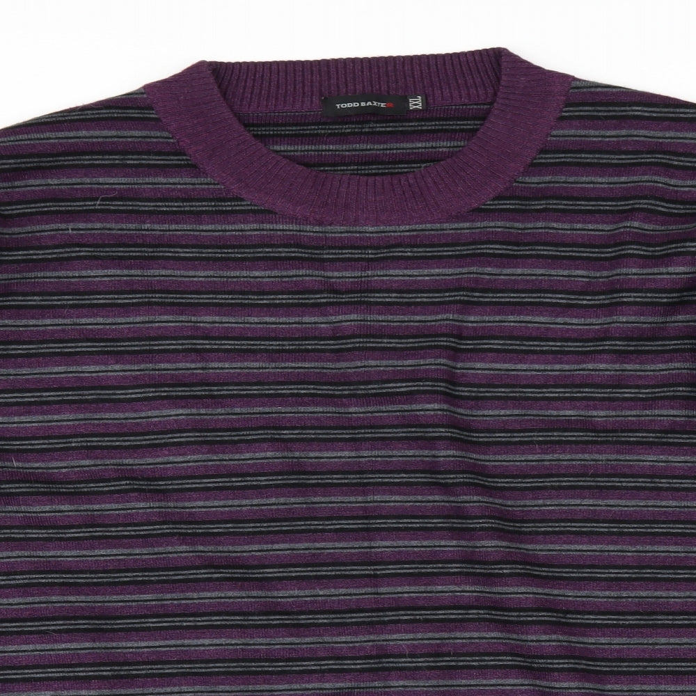 Todd baxter Mens Purple Striped  Pullover Jumper Size 2XL