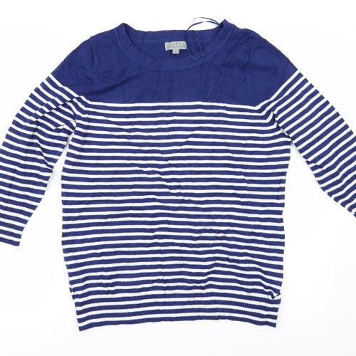 Joseph A Womens Blue Striped  Pullover Jumper Size L
