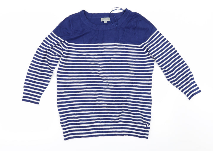 Joseph A Womens Blue Striped Pullover Jumper Size L