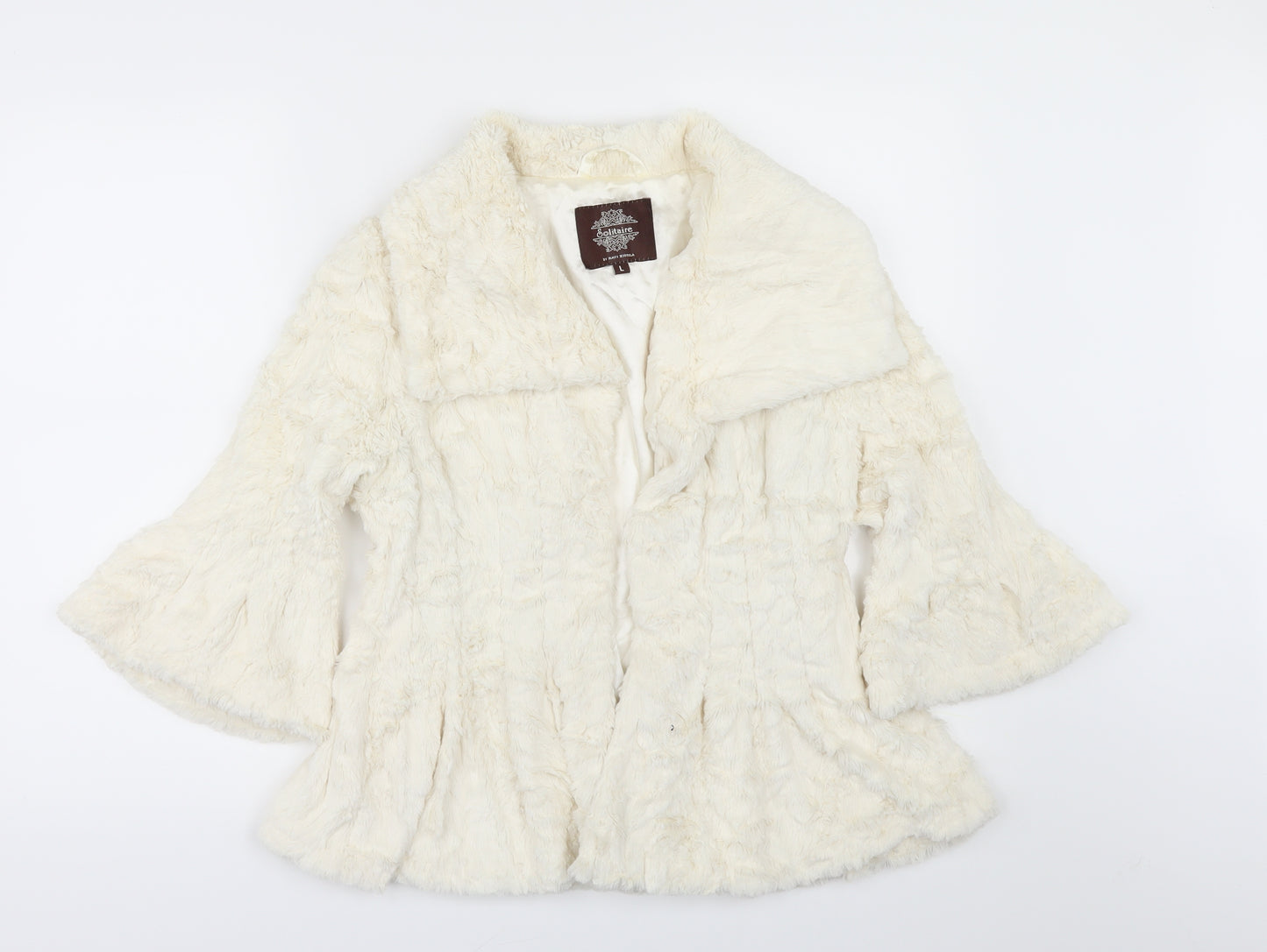 Solitaire Womens Ivory   Jacket  Size S  - FAUX FUR