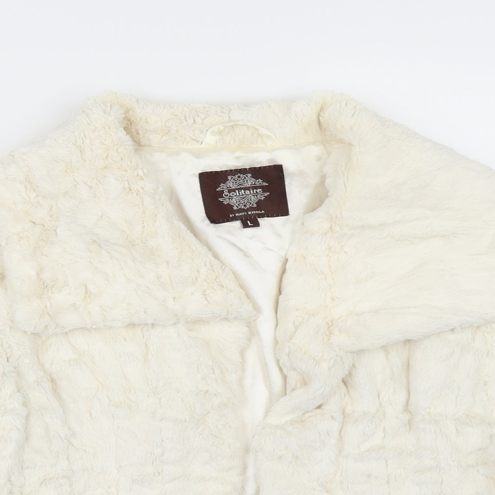 Solitaire Womens Ivory   Jacket  Size S  - FAUX FUR