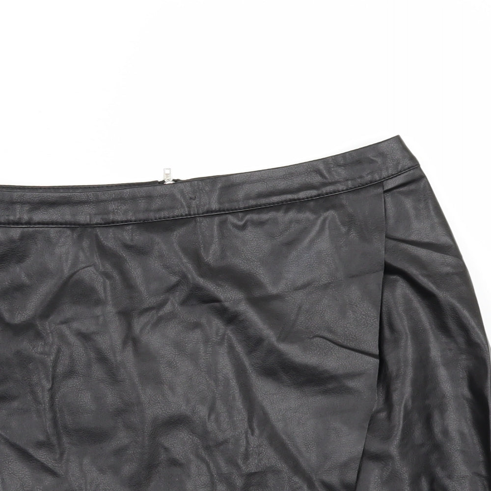 PRETTYLITTLETHING Womens Beige   Mini Skirt Size 10  - leather look
