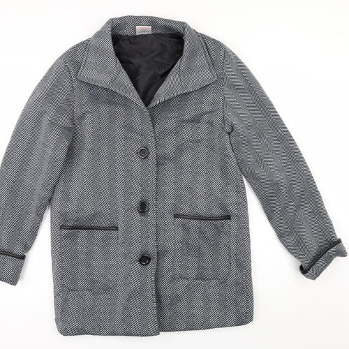 Anne De Lancay Womens Grey Herringbone  Jacket  Size M