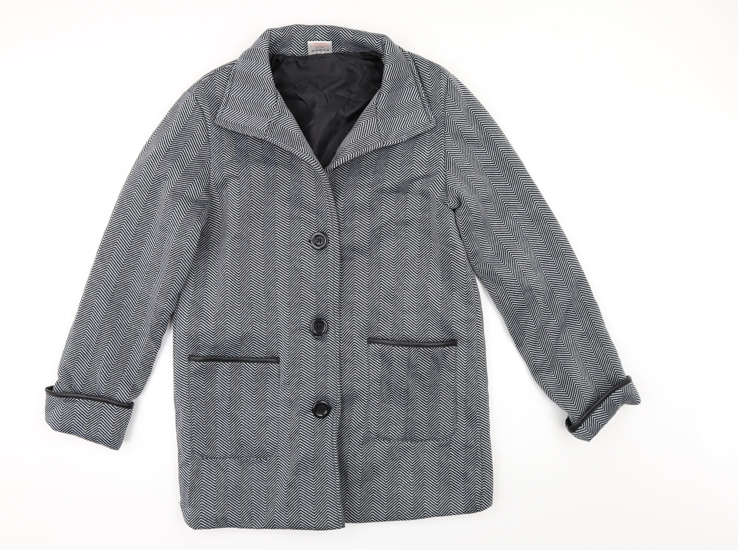 Anne De Lancay Womens Grey Herringbone  Jacket  Size M