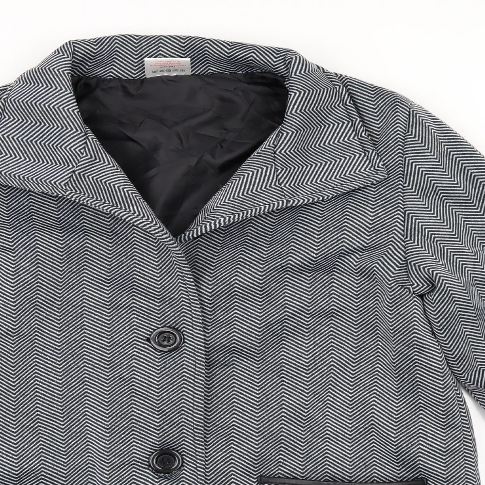 Anne De Lancay Womens Grey Herringbone  Jacket  Size M