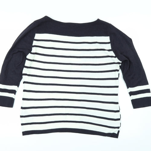 Per Una Womens Blue Striped  Pullover Jumper Size 14