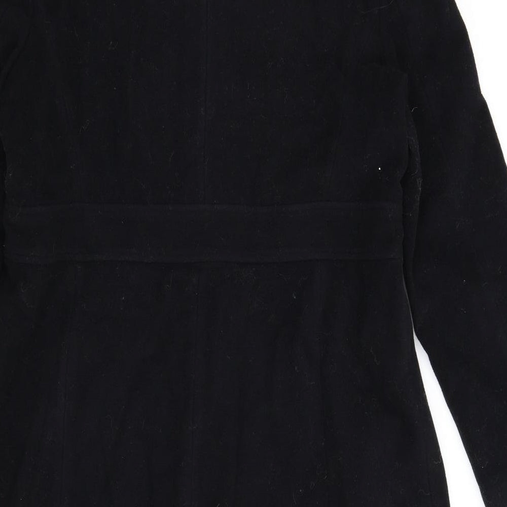 Essentials Womens Black   Overcoat Coat Size L  - Fluffy and removable collar