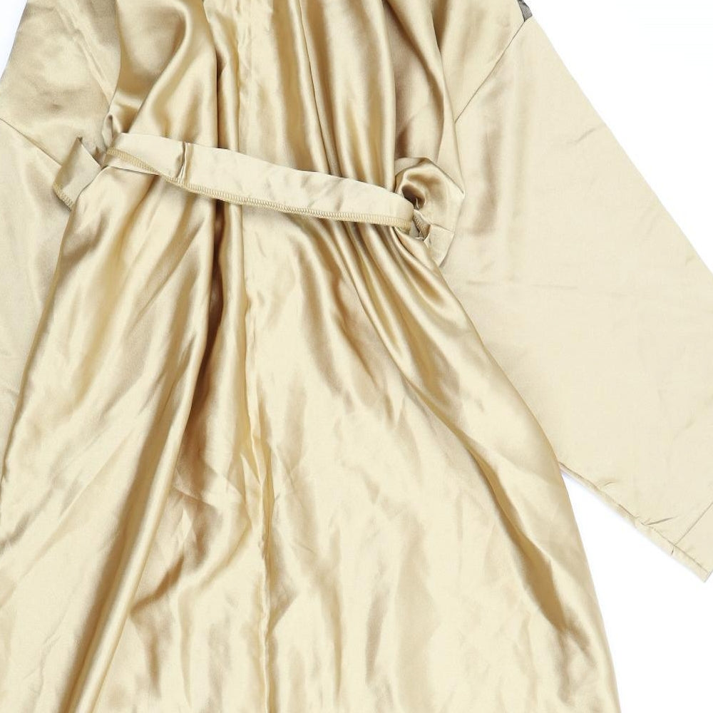 Preworn Womens Gold Solid  Kimono Gown Size XL