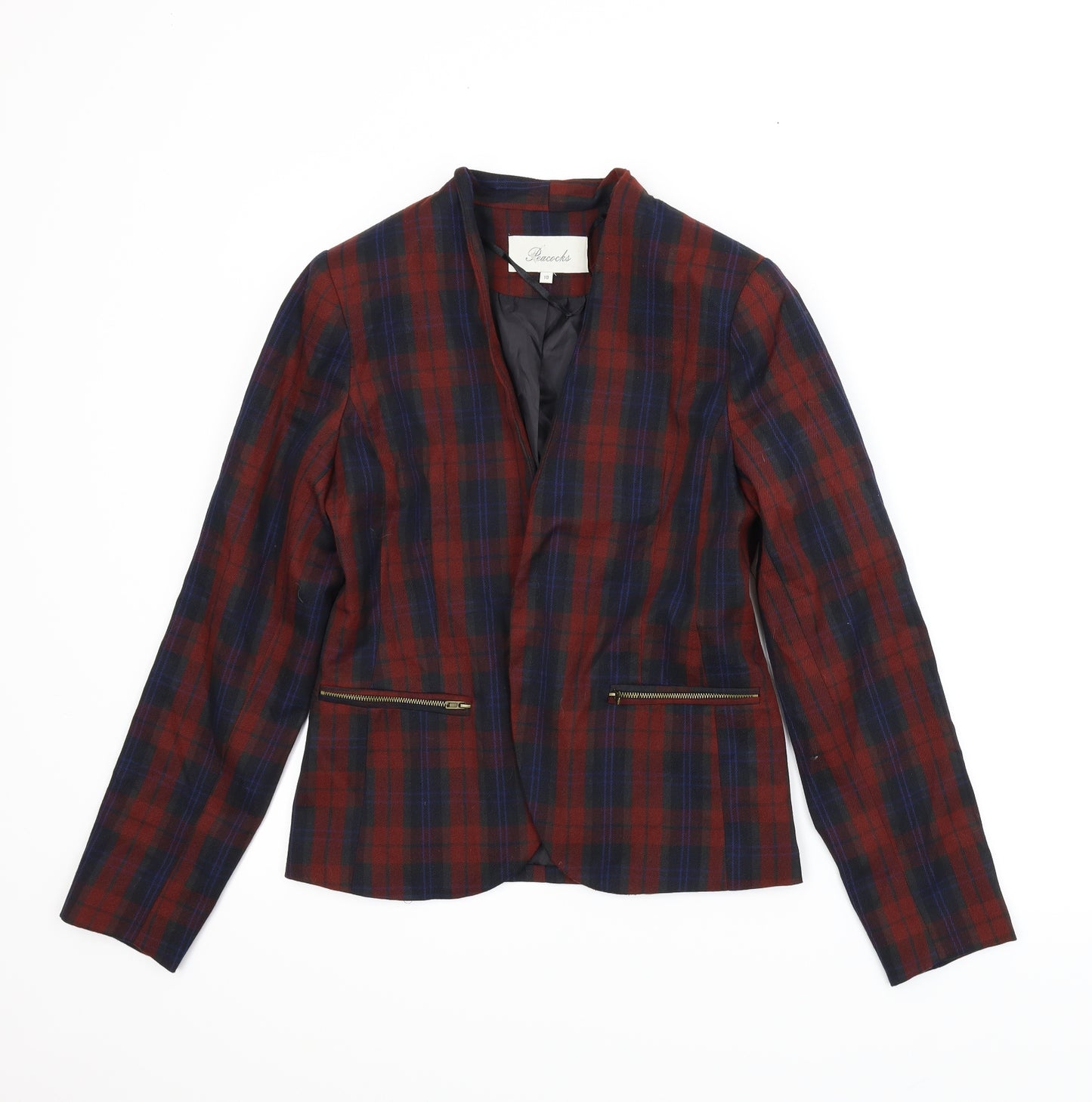 Peacocks Womens Red Plaid  Jacket  Size 10