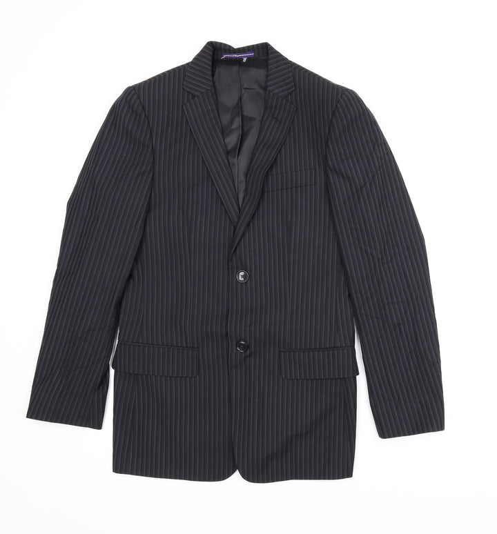Topman Mens Black Striped Jacket Suit Jacket Size 34