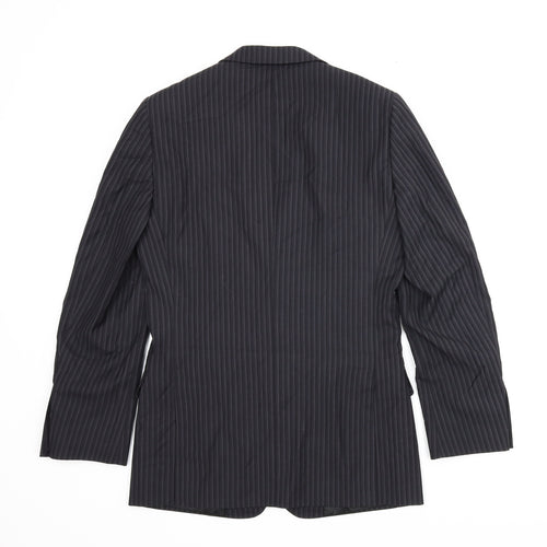 Topman Mens Black Striped  Jacket Suit Jacket Size 34