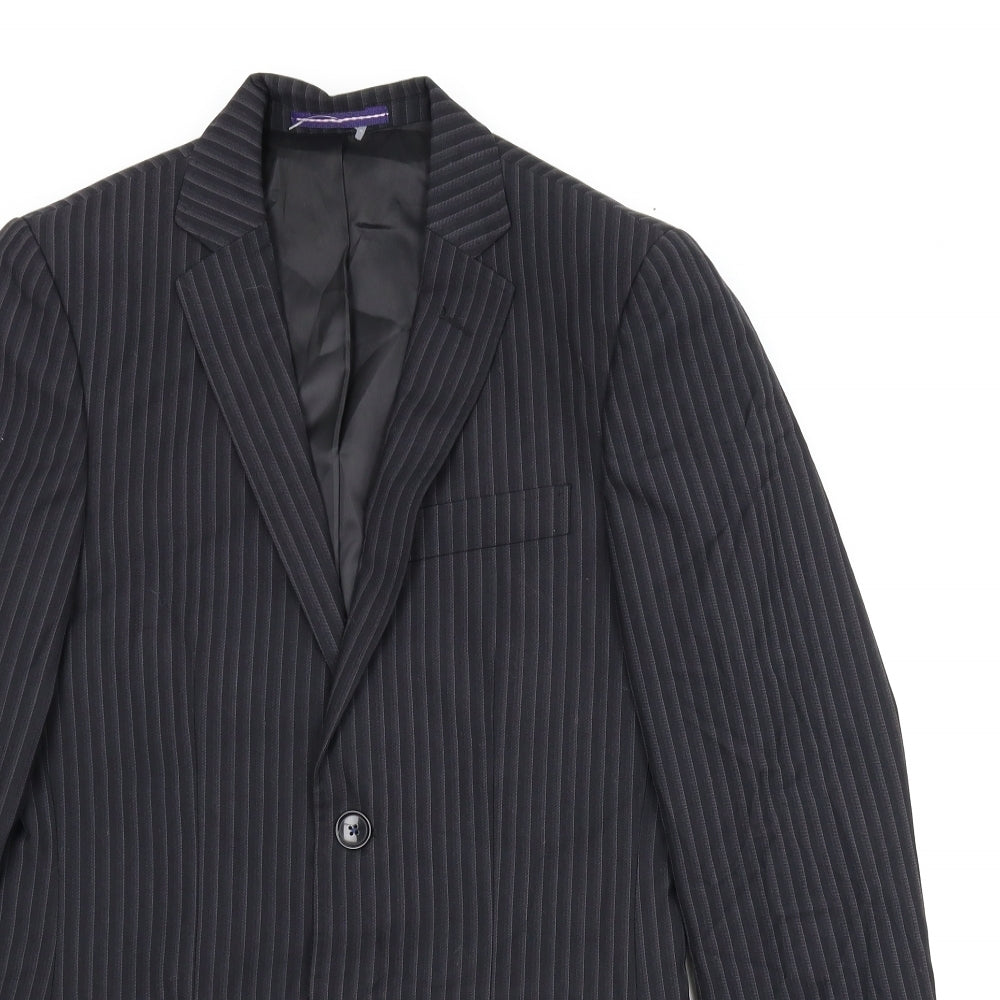 Topman Mens Black Striped  Jacket Suit Jacket Size 34