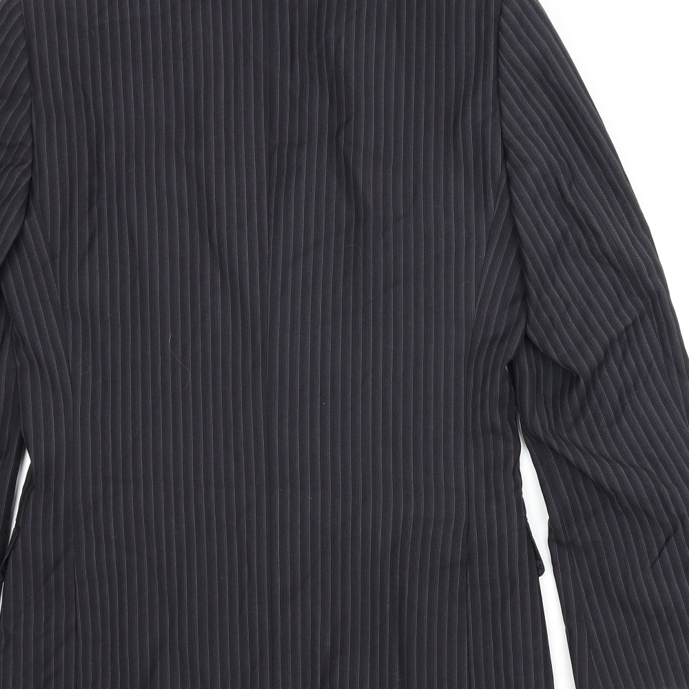 Topman Mens Black Striped  Jacket Suit Jacket Size 34