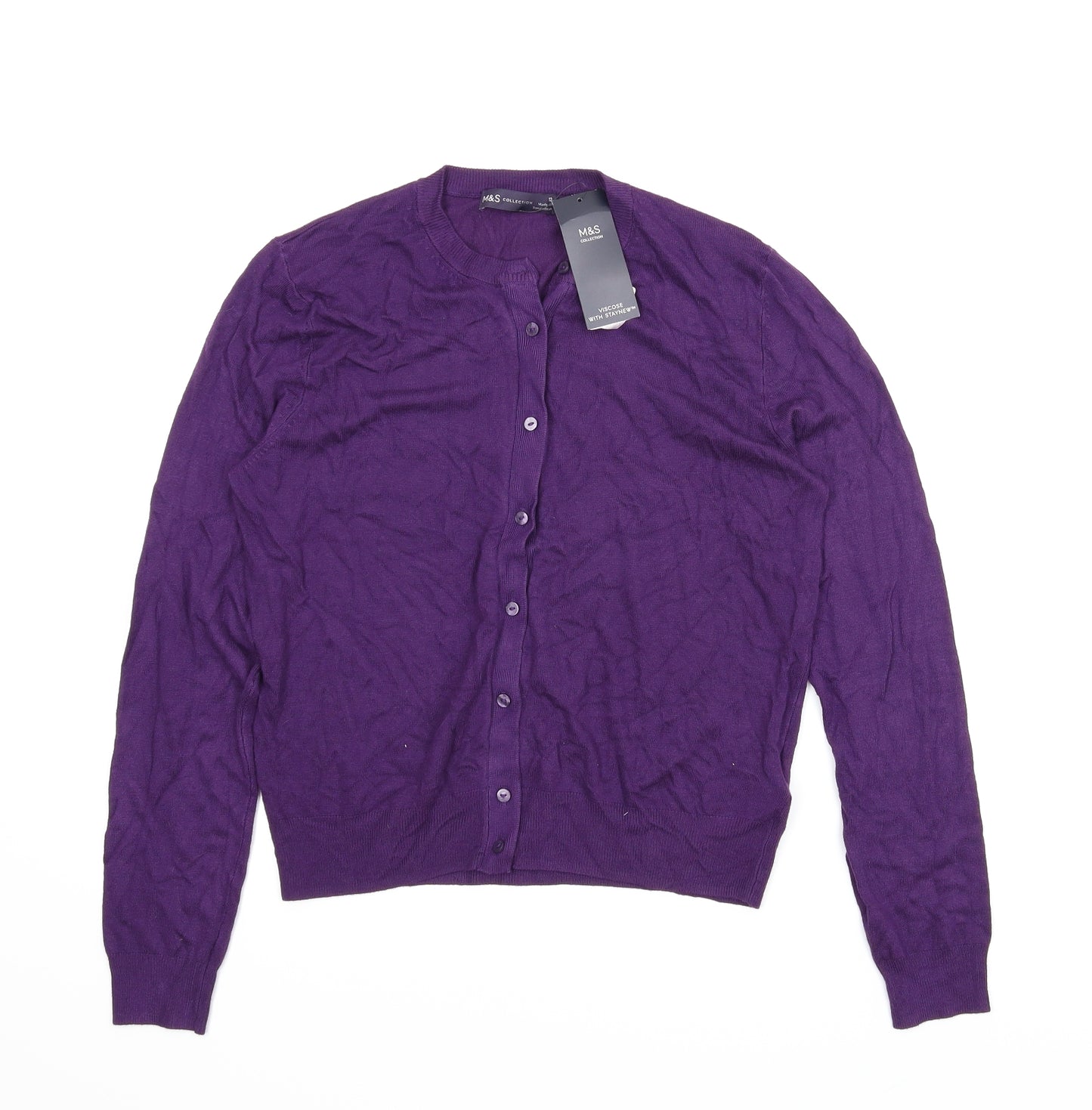 M&S Womens Purple   Cardigan Jumper Size 12