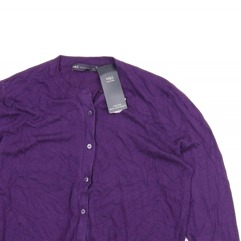 M&S Womens Purple   Cardigan Jumper Size 12