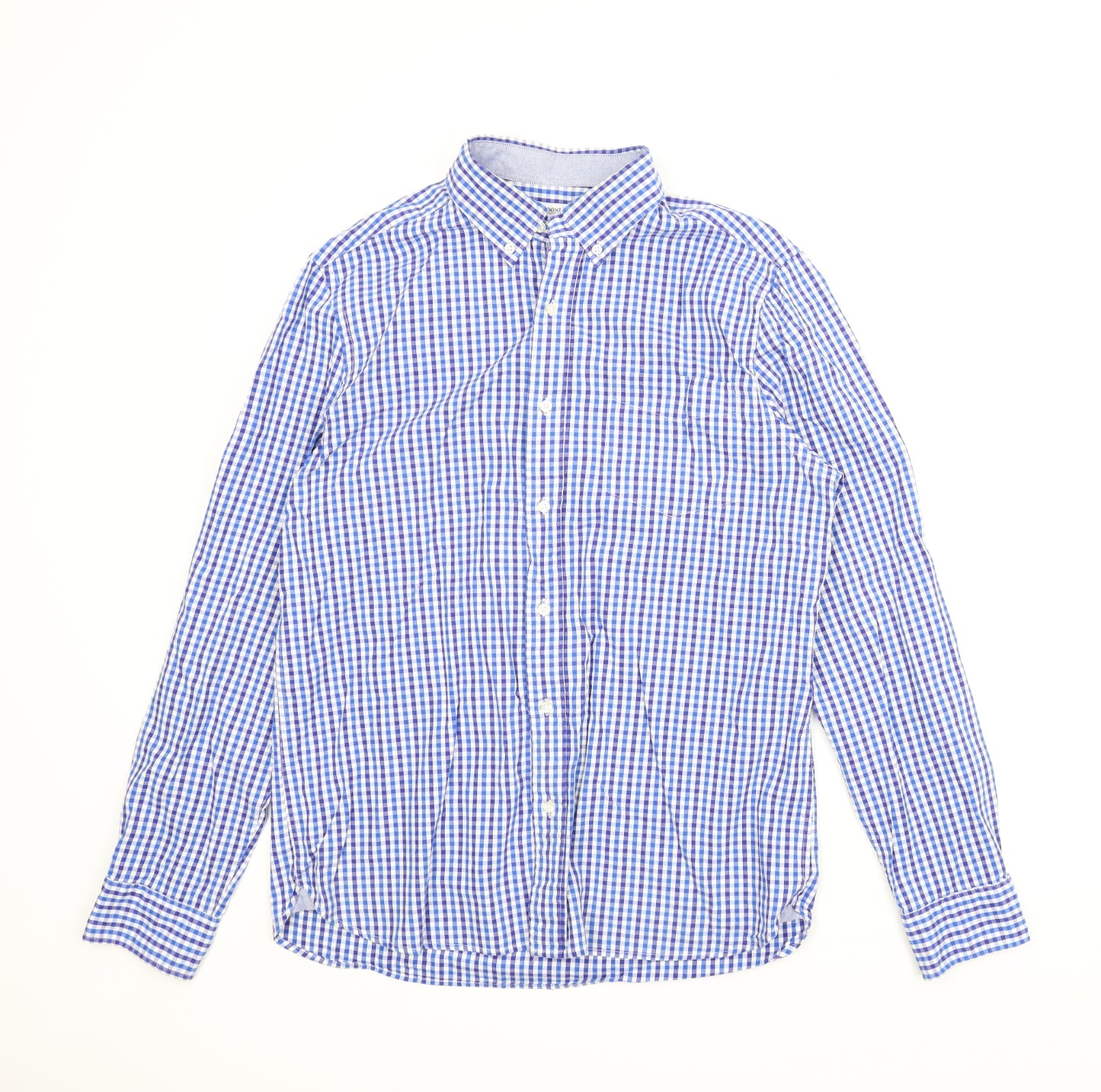NEXT Mens Blue Plaid   T-Shirt Size L